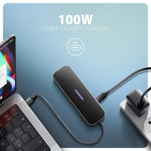 HMC-6GLN Wieloportowy hub USB 6in1, 5Gbps, 2xUSB-A, 1x USB-C, GLAN, HDMI 4K/60Hz, PD 100W, 20cm USB-C kabel HMC-6GLN Wieloportowy hub USB 6in1, 5Gbps, 2xUSB-A, 1x USB-C, GLAN, HDMI 4K/60Hz, PD 100W, 20cm USB-C kabel