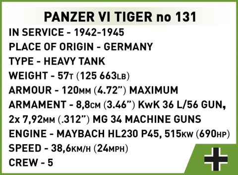 Klocki Panzer VI Tiger I no 131 Klocki Panzer VI Tiger I no 131