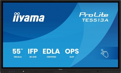 Monitor 55 cali TE5513A-B1AG INFRARED,40pkt,IPS,4K,7H,450cd/m2, WiFi,USB, ANDROID 14, Google EDLA,2x20W, UCHWYT CIENNY Monitor 55 cali TE5513A-B1AG INFRARED,40pkt,IPS,4K,7H,450cd/m2, WiFi,USB, ANDROID 14, Google EDLA,2x20W, UCHWYT CIENNY