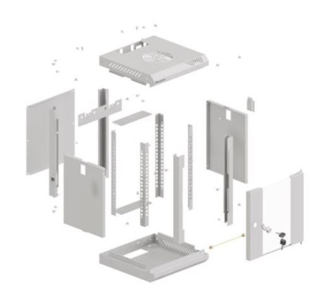 Szafa instalacyjna rack wisząca 10 cali 6U 300x300 szara Szafa instalacyjna rack wisząca 10 cali 6U 300x300 szara