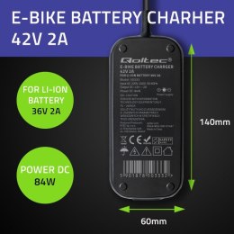 Ładowarka do roweru skutera elektrycznego 36V | 42V | 2A | 5.5*2.5 + wodoodporna + kabel zasilający
