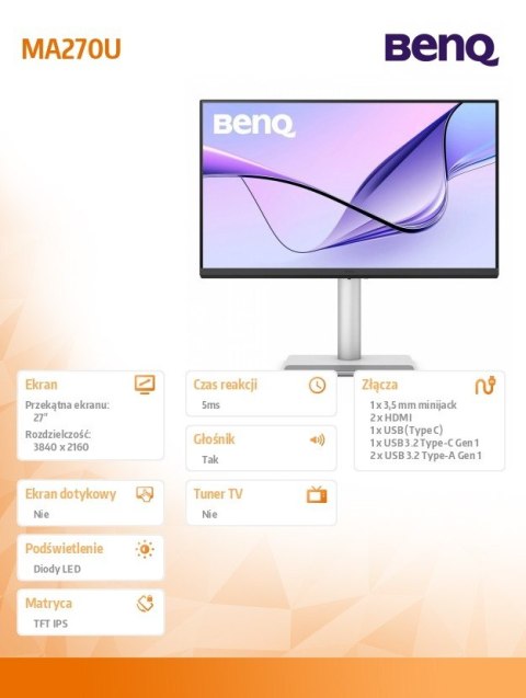 Monitor 27 cali MA270U IPS 5ms/IPS/HDMI/60Hz/4K Monitor 27 cali MA270U IPS 5ms/IPS/HDMI/60Hz/4K