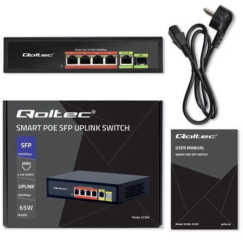 Przełącznik sieciowy SWITCH FAST ETHERNET PoE 4x RJ45 PoE 1x RJ45Uplink 1x SFP | 65W | 1000 Mb/s Przełącznik sieciowy SWITCH FAST ETHERNET PoE 4x RJ45 PoE 1x RJ45Uplink 1x SFP | 65W | 1000 Mb/s