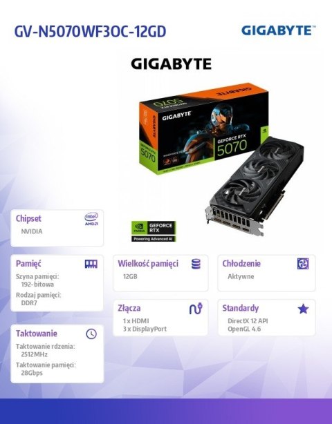 Karta graficzna GeForce RTX 5070 WINDFO FORCE OC SFF 12G 192BIT Karta graficzna GeForce RTX 5070 WINDFO FORCE OC SFF 12G 192BIT