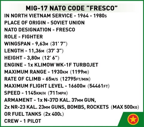 Klocki Historicall Collection Vietnam War MIG17 Nato Code Fresco Klocki Historicall Collection Vietnam War MIG17 Nato Code Fresco