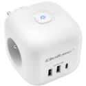 Kostka zasilająca przedłużacz 6w1 z podświetlanym włącznikiem | 3x AC | 2x USB | 1x USB-C PD 20W | biała