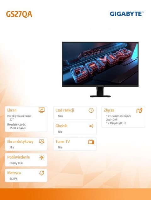Monitor 27 cali GS27QA gaming Monitor 27 cali GS27QA gaming