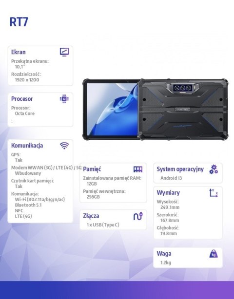 Tablet RT7 12/256GB 10,1 cala niebieski Tablet RT7 12/256GB 10,1 cala niebieski