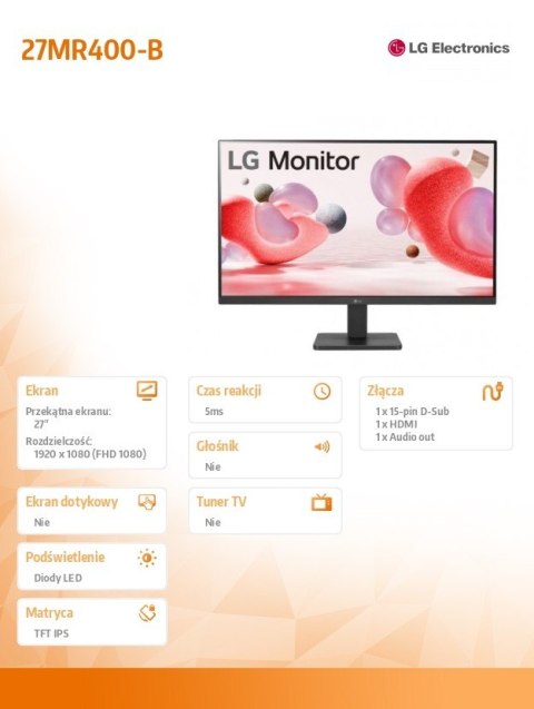 Monitor 27MR400-B 27 cali IPS FHD AMD FreeSync Monitor 27MR400-B 27 cali IPS FHD AMD FreeSync