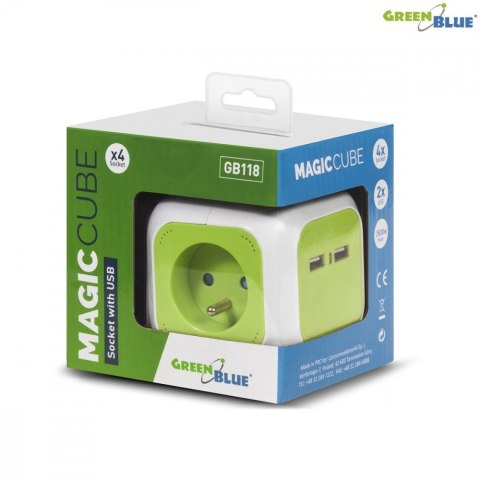 MagicCube poczwórne gniazdko prądowe, 2 wejścia usb 1,4m GB118