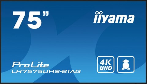 Monitor 75 cali LH7575UHS-B1AG, 24/7,IPS,ANDROID.11,4K,500cd/m2,WiFi,3xHDMI,DP,Daisy/Chain,2xUSB,2x10W,RJ45,iiSignage2,FailOver, Monitor 75 cali LH7575UHS-B1AG, 24/7,IPS,ANDROID.11,4K,500cd/m2,WiFi,3xHDMI,DP,Daisy/Chain,2xUSB,2x10W,RJ45,iiSignage2,FailOver,