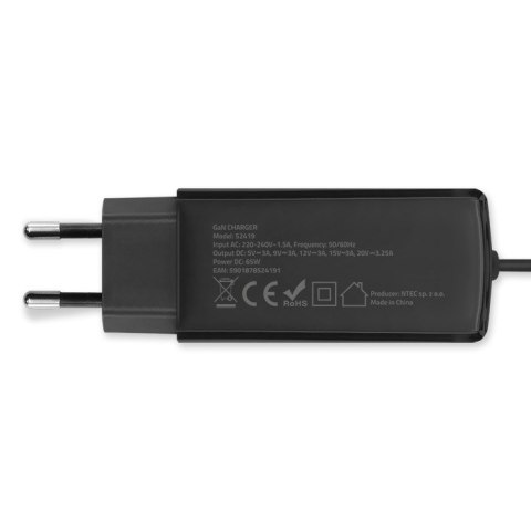 Ładowarka sieciowa 65W GaN | 5-20V | 3-3.25A | USB-C 3.1