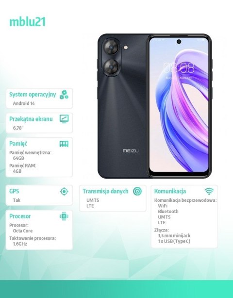Smartfon Mblu 21 4 GB / 64 GB Czarny Smartfon Mblu 21 4 GB / 64 GB Czarny