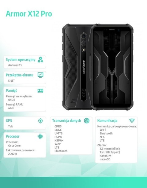 Smartfon Armor X12 Pro 4/64GB Czarny Smartfon Armor X12 Pro 4/64GB Czarny
