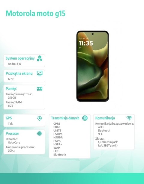Smartfon moto g15 8/256GB Iguana Green Smartfon moto g15 8/256GB Iguana Green