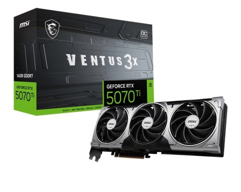 Karta graficzna GeForce RTX 5070 Ti 16G VENTUS 3X OC GDDR7 256bit HDMI/3DP Karta graficzna GeForce RTX 5070 Ti 16G VENTUS 3X OC GDDR7 256bit HDMI/3DP