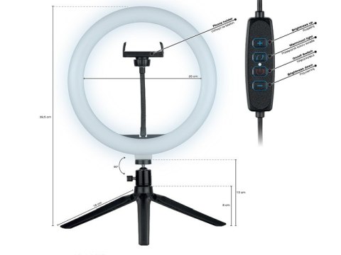 Lampa pierścieniowa Ring 26 cm z mini statywem Lampa pierścieniowa Ring 26 cm z mini statywem