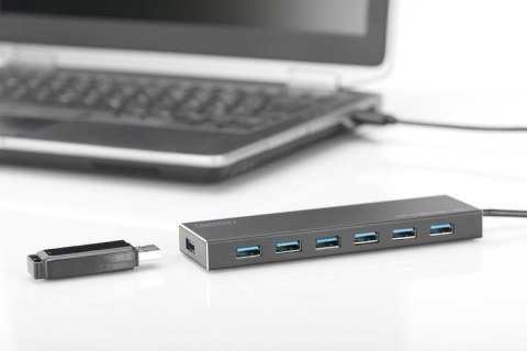 HUB/Koncentrator 7-portowy USB 3.0 SuperSpeed, aktywny, aluminium HUB/Koncentrator 7-portowy USB 3.0 SuperSpeed, aktywny, aluminium
