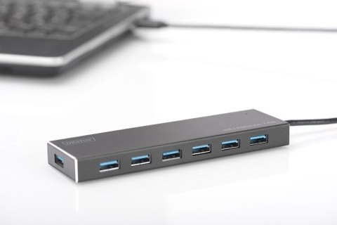 HUB/Koncentrator 7-portowy USB 3.0 SuperSpeed, aktywny, aluminium HUB/Koncentrator 7-portowy USB 3.0 SuperSpeed, aktywny, aluminium