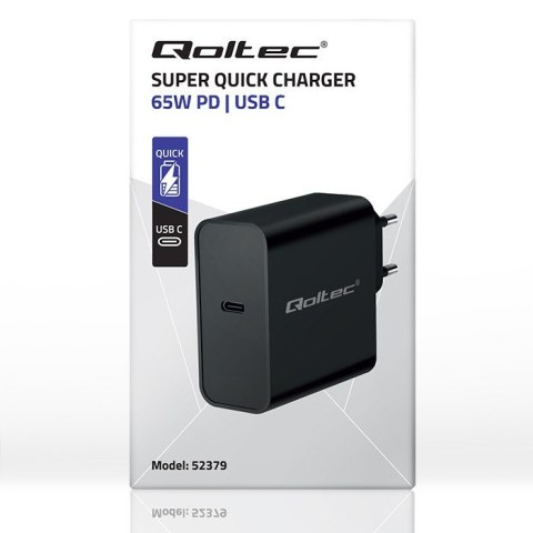 Ładowarka Super Quick PD | 1xUSB-C | 65W | 5-20V | 3-3.25A | Czarna
