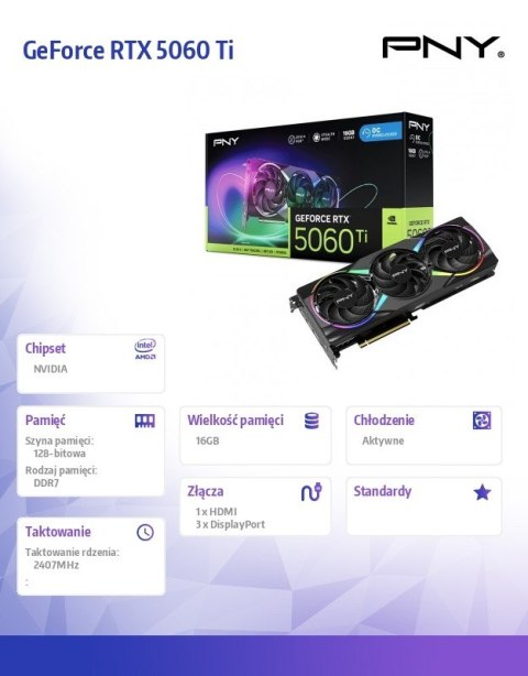 Karta graficzna GeForce RTX 5060 Ti 16GB RGB VCG5060T16TFXXPB1-O Karta graficzna GeForce RTX 5060 Ti 16GB RGB VCG5060T16TFXXPB1-O