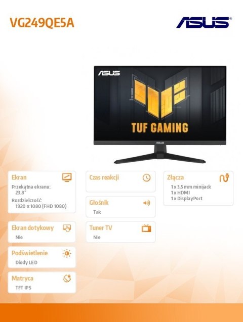 Monitor 24 cale VG249QE5A IPS 144Hz 1MS HDMI DP Monitor 24 cale VG249QE5A IPS 144Hz 1MS HDMI DP