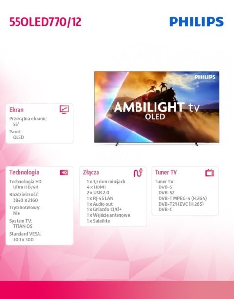 Telewizor 55 cali OLED 55OLED770/12 Telewizor 55 cali OLED 55OLED770/12
