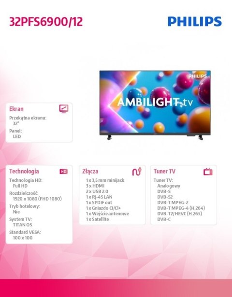 Telewizor LED 32 cale 32PFS6900/12 Telewizor LED 32 cale 32PFS6900/12