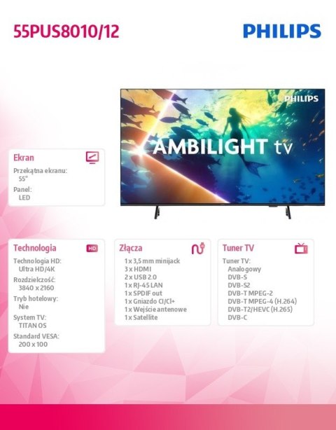 Telewizor LED 55 cali 55PUS8010/12 Telewizor LED 55 cali 55PUS8010/12