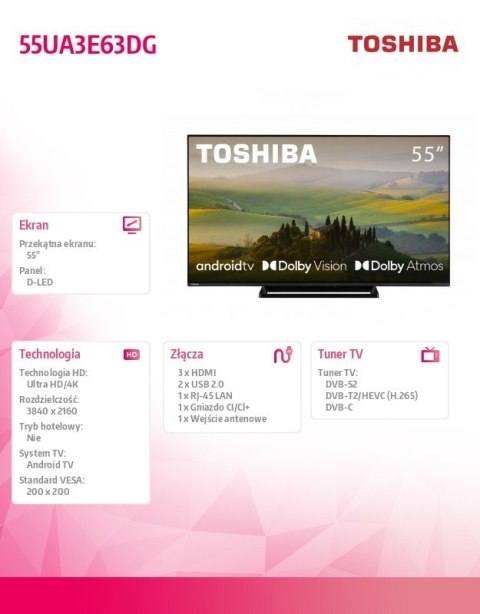 Telewizor LED 55 cali 55UA3E63DG Telewizor LED 55 cali 55UA3E63DG