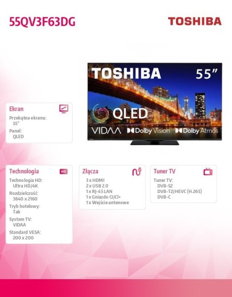 Telewizor QLED 55 cali 55QV3F63DG Telewizor QLED 55 cali 55QV3F63DG