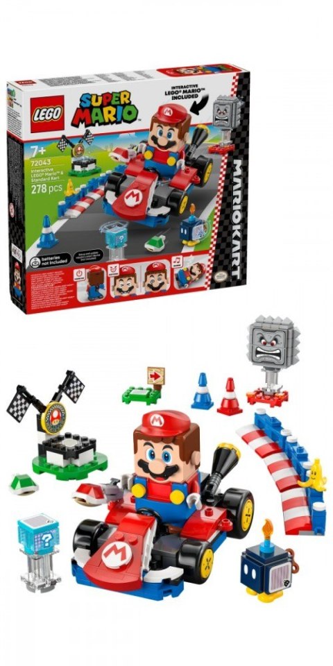 Klocki Super Mario 72043 Mario Kart - Interaktywna figurka LEGO Mario i Standard Kart Klocki Super Mario 72043 Mario Kart - Interaktywna figurka LEGO Mario i Standard Kart