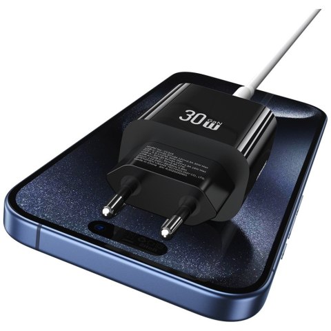 Ładowarka sieciowa 30W 1xUSB-C 1xUSB-A Fast czarging Czarna Ładowarka sieciowa 30W 1xUSB-C 1xUSB-A Fast czarging Czarna