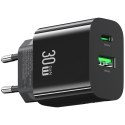 Ładowarka sieciowa 30W 1xUSB-C 1xUSB-A Fast czarging Czarna