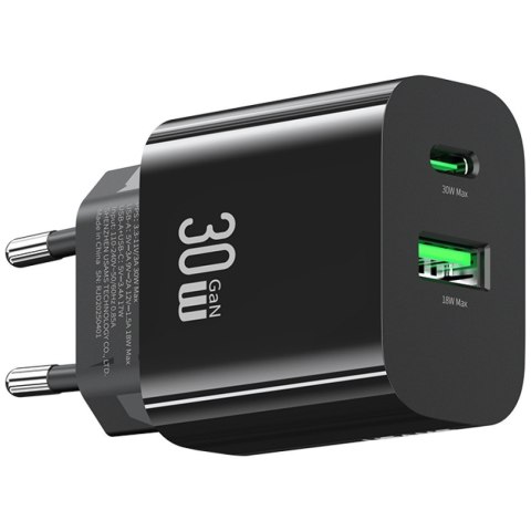 Ładowarka sieciowa 30W 1xUSB-C 1xUSB-A Fast czarging Czarna Ładowarka sieciowa 30W 1xUSB-C 1xUSB-A Fast czarging Czarna