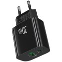 Ładowarka sieciowa 30W 1xUSB-C 1xUSB-A Fast czarging Czarna