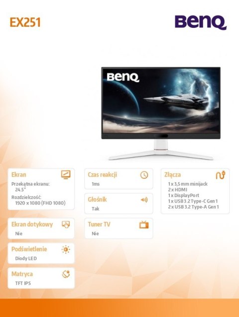 Monitor 24 cale EX251 1ms IPS/220Hz/FullHD/Gaming Monitor 24 cale EX251 1ms IPS/220Hz/FullHD/Gaming