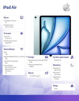IPad Air 13 cali WiFi + Cellular 128GB Niebieski