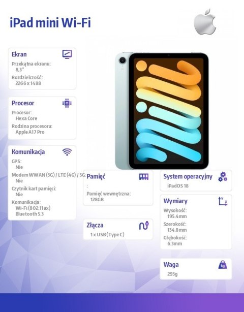 IPad mini Wi-Fi 128GB Niebieski