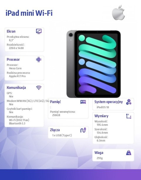 IPad mini Wi-Fi 256GB Gwiezdna szarość