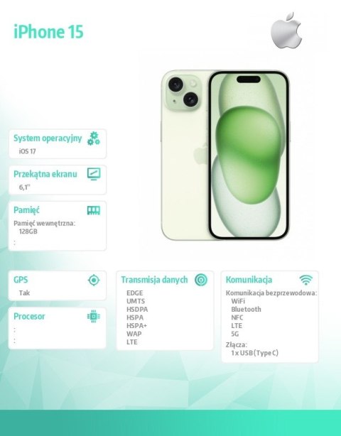 IPhone 15 128GB - Zielony