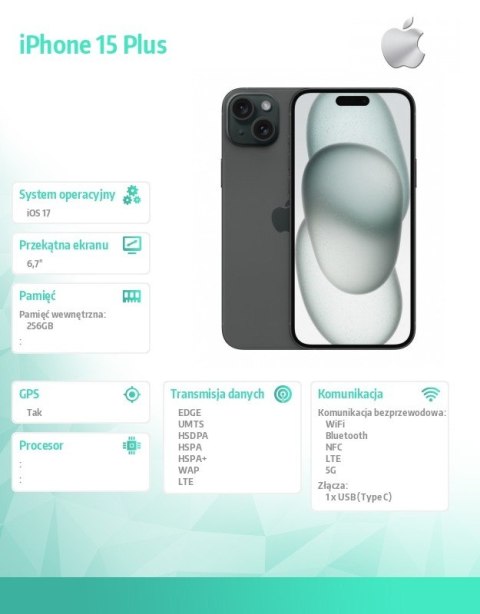 IPhone 15 Plus 256GB - Czarny