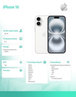 IPhone 16 128GB - Biały