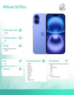 IPhone 16 Plus 128GB - Ultramaryna