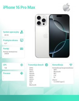 IPhone 16 Pro Max 256GB - Tytan biały