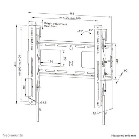 Uchwyt ścienny LEVEL-750 (XL, 125 kg, uchylny, zabezpieczenie przed przechyleniem) Uchwyt ścienny LEVEL-750 (XL, 125 kg, uchylny, zabezpieczenie przed przechyleniem)