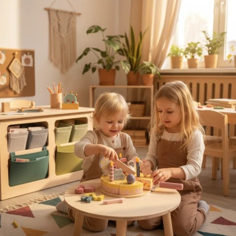Drewniany tort urodzinowy 24 elementy z cyframi - Kabi 3+ Kabi