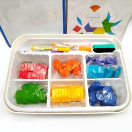 Magnetyczna mozaika Tangram z tablicą - 252 el. + karty pracy X-Bida