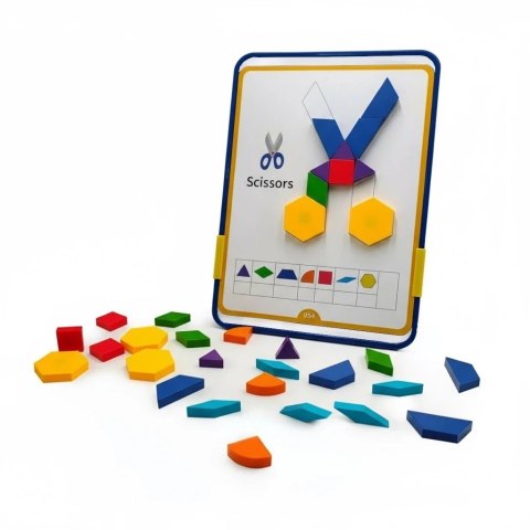 Magnetyczna mozaika Tangram z tablicą - 252 el. + karty pracy X-Bida