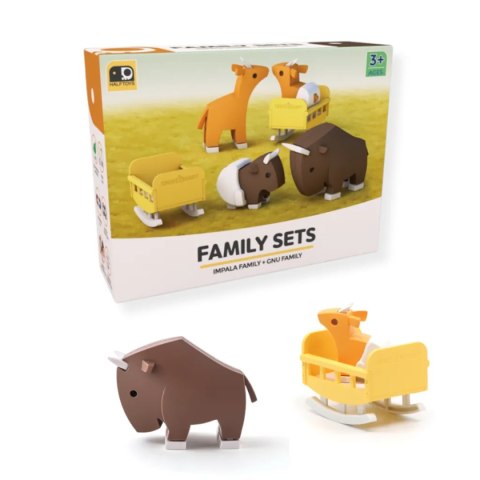 Figurki magnetyczne 3D Half Toys - Rodzina safari Impala i Gnu Half Toys